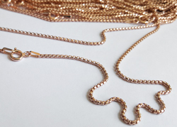  ready made ROSE VERMEIL necklace - 16 inch length - half round box chain, 1.5mm diameter - a very smooth, sleek & slinky, stylish & flexible chain, perfect for a multitude of uses [vermeil is gold plated sterling silver] 