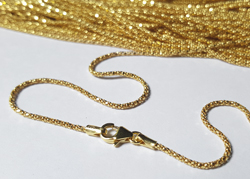  ready made vermeil necklace - 16 inch length - mirror alternate links popcorn chain, 1.4mm diameter - a slinky and very flexible chain, very sparkly with its mirrors [vermeil is gold plated sterling silver] 