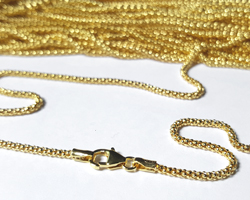  --CLEARANCE--  ready made vermeil necklace - 16 inch length - popcorn chain, 1.8mm diameter - an incredibly flexible and somehow soft feel chain - perfect for a multitude of uses even just on its own [vermeil is gold plated sterling silver] 