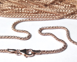  --CLEARANCE--  ready made ROSE VERMEIL necklace - 16 inch length - popcorn chain, 1.8mm diameter - an incredibly flexible and somehow soft feel chain [vermeil is gold plated sterling silver] 