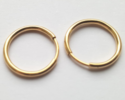  pairs of gold fill 12mm x 1.25mm round hoops with 1/20 14K stamp 
