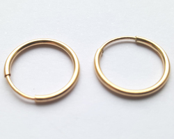  pairs of gold fill 14mm x 1.25mm round hoops  with 1/20 14K stamp 