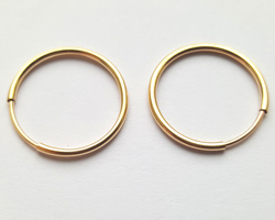  pairs of gold fill 16mm x 1.25mm round hoops  with 1/20 14K stamp 