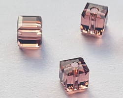  swarovski glass 5601 blush pink 4mm cube bead 