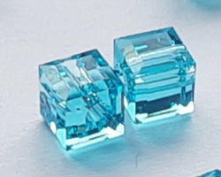  swarovski glass 5601 light turquoise 4mm cube bead 