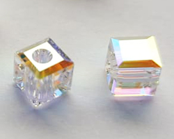  swarovski glass 5601 crystal AB 4mm cube bead 
