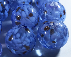  venetian murano clear over sapphire blue glass with aventurina venetian 12mm round bead *** QUANTITY IN STOCK =54 *** 