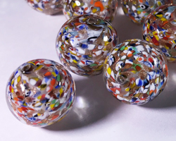  venetian murano clear over multi speckles glass with aventurina venetian 12mm round bead *** QUANTITY IN STOCK =61 *** 