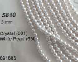  swarovski 5810 white 3mm pearl bead (200ps) 