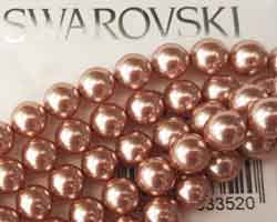  swarovski 5810 rose gold 8mm pearl bead (50ps) 