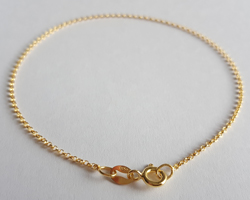  vermeil, stamped 925, 19.5cm bracelet with 1mm rolo links, matches pendants with 1mm rolo links, dainty - ideal for small charms [vermeil is gold plated sterling silver] 