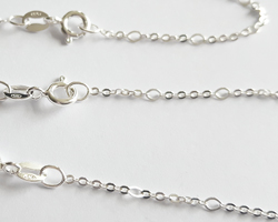  ready made sterling silver necklace - 16 inch length - 9+1 slim figaro chain - larger chain links are 2mmx3mm - large links easily accept a 1.3mm ring/wire 