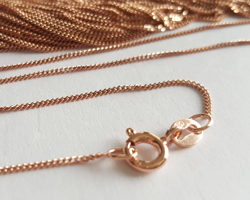  ready made ROSE vermeil - 16 inch length - 1mm x 0.5mm curb trace chain - ultra flexible,  beautifully slinky, the classic chain [vermeil is gold plated sterling silver] 