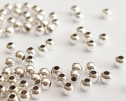  <2.2g/100> sterling silver 2mm round bead, 0.85mm hole 