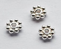  bright sterling silver 4.3mm daisy spacer with 0.8mm hole 
