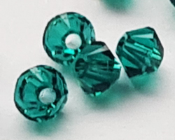  swarovski 5328 3mm emerald bicone bead 