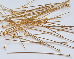  vermeil headpin 40mm long, 0.4mm thick, ball-ended, 1.5mm ball [vermeil is gold plated sterling silver] 