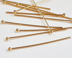  vermeil headpin 40mm long, 0.8mm thick, ball-ended, 2mm ball [vermeil is gold plated sterling silver] 
