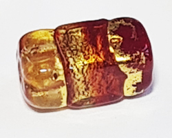 venetian ruby red glass with gold foi 10mm x 5mm rectangular bead *** QUANTITY IN STOCK = 27***