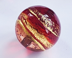 venetian ruby red glass with gold foil 14mm round bead *** QUANTITY IN STOCK = 20***