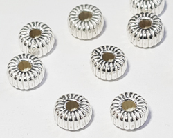  <24.50g/100> sterling silver 6mm x 3.35mm corrugated rondelle bead 