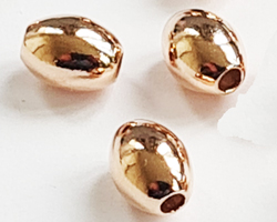  <43.7g/100> ROSE VERMEIL 7mm x 6mm oval bead, 2mm hole, 1 micron plating for increased durability [vermeil is gold plated sterling silver] 