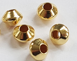  <10.4g/100> vermeil 4.5mm x 3mm bicone bead / spacer, 1.6mm hole, 2 micron plating for increased durability [vermeil is gold plated sterling silver] 