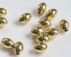  <43.7g/100> vermeil 7mm x 6mm oval bead, 2mm hole, 1 micron plating for increased durability [vermeil is gold plated sterling silver] 