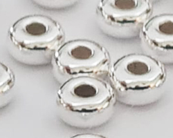  <9.4g/100> *SILVER PLATED* 4mm x 2.15mm rondelle bead, 1.35mm hole 