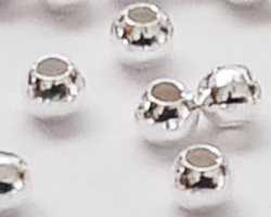  <2.1g/100> *SILVER PLATED* 2mm round bead, 0.9mm hole 