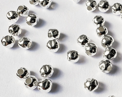  <5.35g/100> sterling silver 3mm hammered round bead, 1.2mm hole 