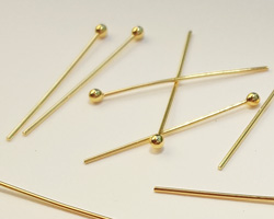 vermeil 20mm headpin, 0.5mm thick, 1.5mm ball
