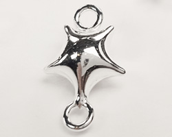  sterling silver 12.5mm puffed star connector link, star is 7.5mm x 4.75mm, attached closed ring have an internal diameter of 1.3mm 