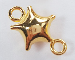  vermeil 12.5mm puffed star connector link, star is 7.5mm x 4.75mm, attached closed ring have an internal diameter of 1.3mm 