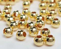  <2.5g/100> vermeil 2.2mm round bead, 1mm hole,  1 micron plating [vermeil is gold plated sterling silver] 