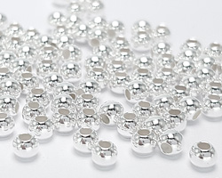  <3g/100> sterling silver 2.2mm round bead, 1mm hole, heavier than 09-0173a 