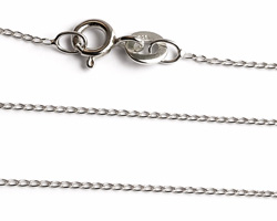  ready made sterling silver necklace - 20 inch length - curb chain, 0.5mm x 0.9mm - a very smooth, sleek chain, perfect for pendants 