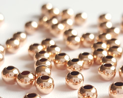  rose gold filled, 14/20, 3mm round bead, 1.3mm hole 